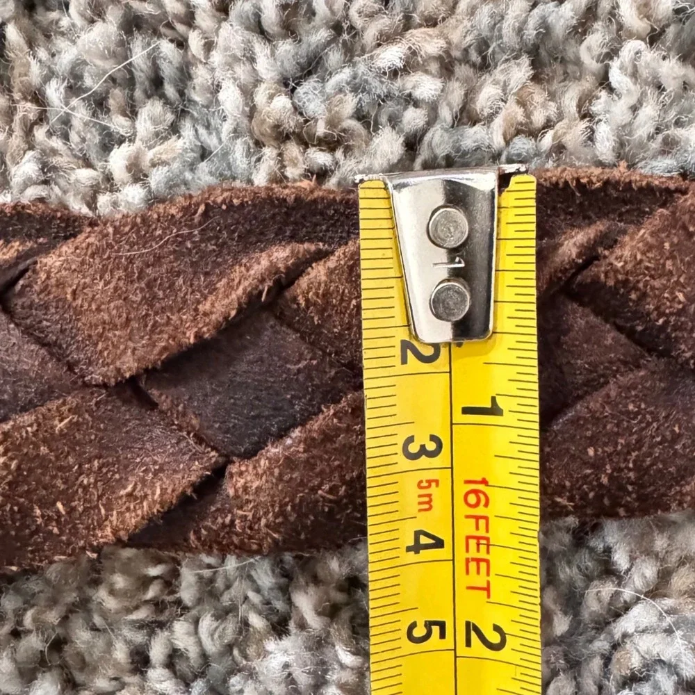 Leather Island Vintage thick Braided Leather Belt‎ Dark Brown Bill Lavin size 38